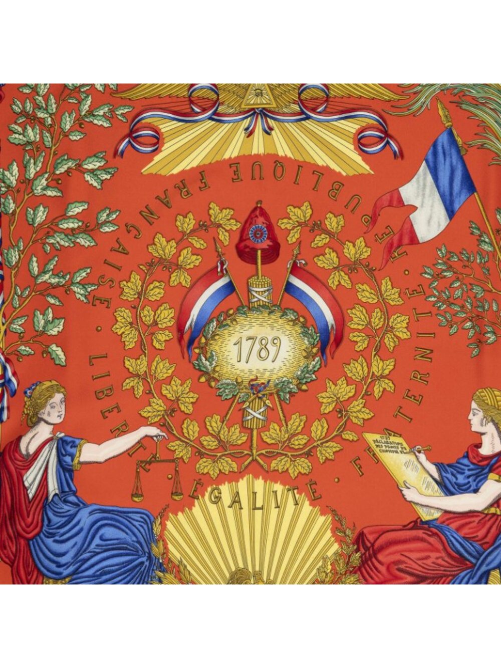 Hermes Scarf Red Black Gold Silk - Picture 3 of 5